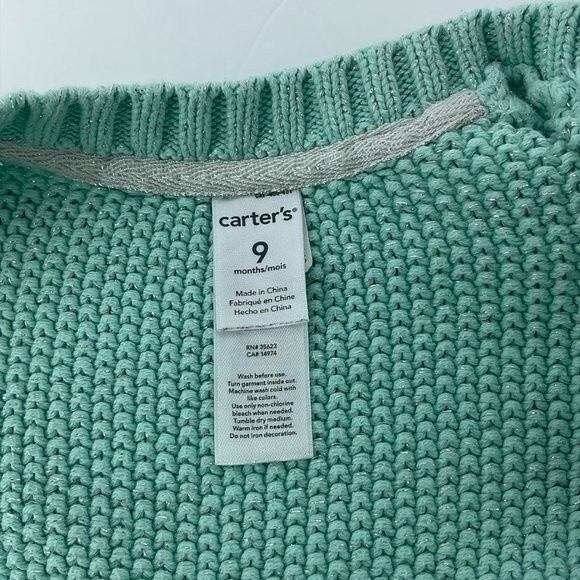 Carter’s Girls 9M 2 Piece Sweater H&M Sherpa Fleece Vest Set Baby Winter Outfit - Picture 9 of 16